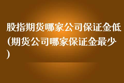 股指期货哪家公司保证金低(期货公司哪家保证金最少)