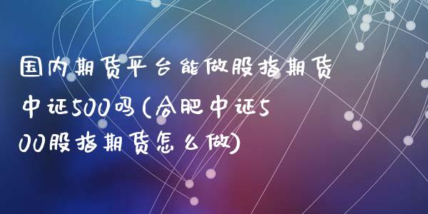 国内期货平台能做股指期货中证500吗(合肥中证500股指期货怎么做)