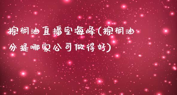 棕榈油直播室海峰(棕榈油分提哪家公司做得好)