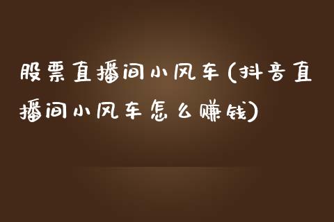 股票直播间小风车(抖音直播间小风车怎么赚钱)