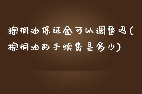 棕榈油保证金可以调整吗(棕榈油的手续费是多少)