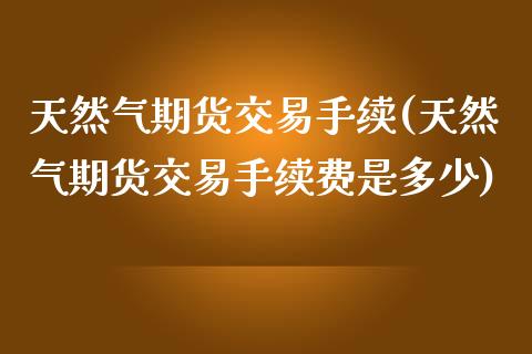 天然气期货交易手续(天然气期货交易手续费是多少)