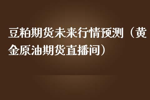 豆粕期货未来行情预测（黄金原油期货直播间）