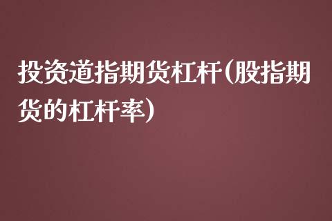 投资道指期货杠杆(股指期货的杠杆率)