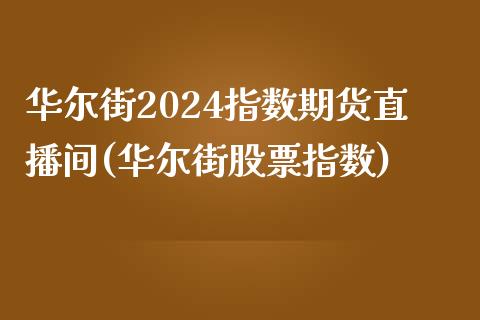 华尔街2024指数期货直播间(华尔街股票指数)