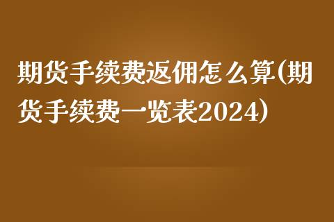 期货手续费返佣怎么算(期货手续费一览表2024)