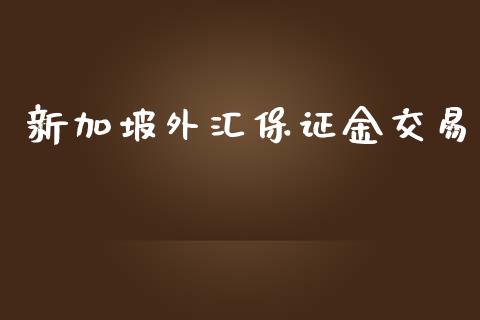 新加坡外汇保证金交易