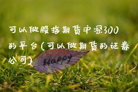 可以做股指期货沪深300的平台(可以做期货的证券公司)