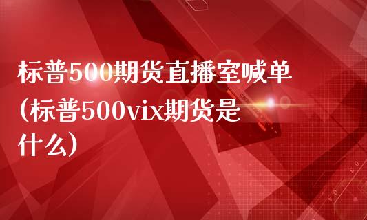 标普500期货直播室喊单(标普500vix期货是什么)