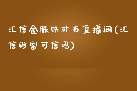 汇信金服铁矿石直播间(汇信财富可信吗)