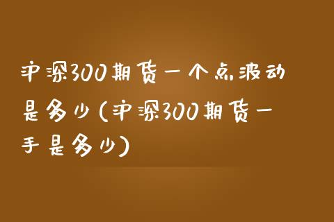 沪深300期货一个点波动是多少(沪深300期货一手是多少)