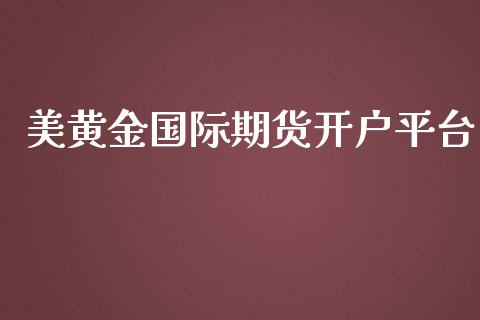 美黄金国际期货开户平台