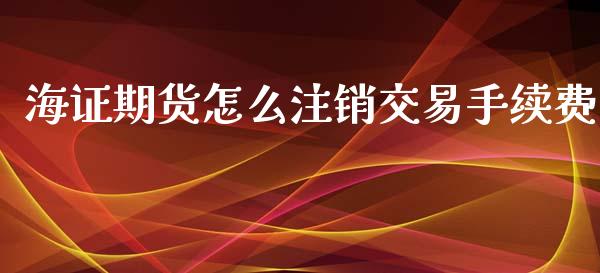 海证期货怎么注销交易手续费