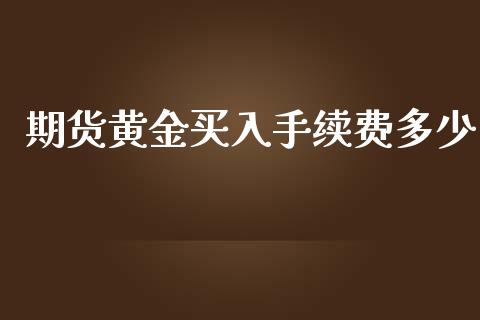 期货黄金买入手续费多少