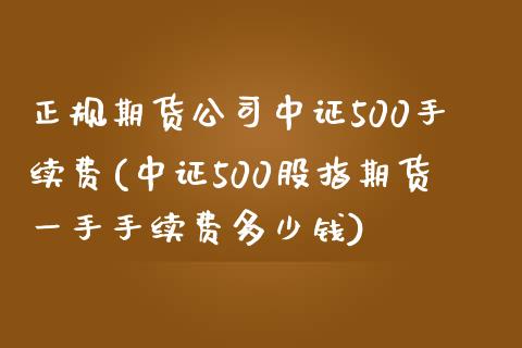 正规期货公司中证500手续费(中证500股指期货一手手续费多少钱)