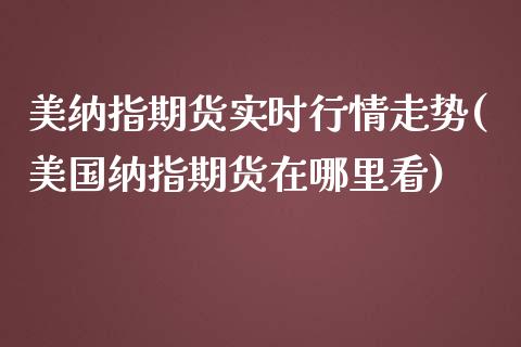 美纳指期货实时行情走势(美国纳指期货在哪里看)