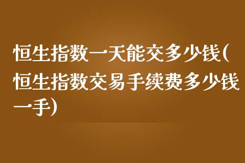 恒生指数一天能交多少钱(恒生指数交易手续费多少钱一手)