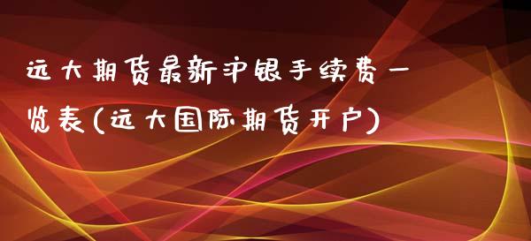 远大期货最新沪银手续费一览表(远大国际期货开户)