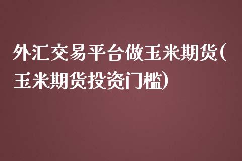 外汇交易平台做玉米期货(玉米期货投资门槛)