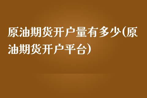 原油期货开户量有多少(原油期货开户平台)