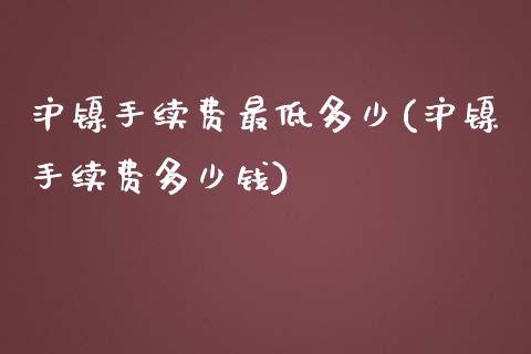 沪镍手续费最低多少(沪镍手续费多少钱)