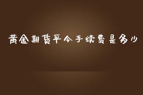 黄金期货平今手续费是多少