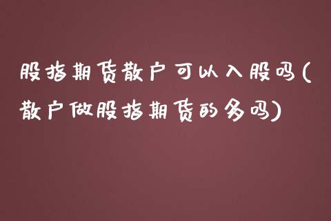 股指期货散户可以入股吗(散户做股指期货的多吗)