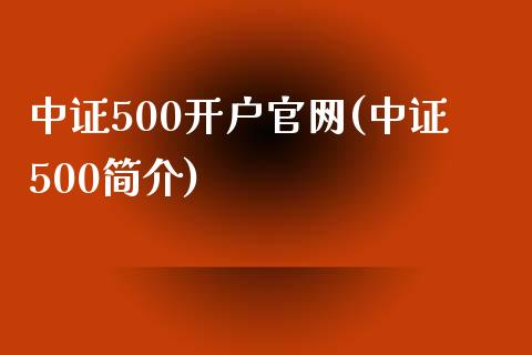 中证500开户官网(中证500简介)