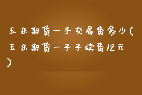 玉米期货一手交易费多少(玉米期货一手手续费12元)