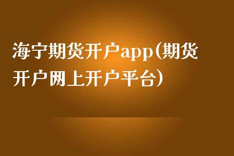 海宁期货开户app(期货开户网上开户平台)