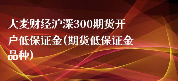 大麦财经沪深300期货开户低保证金(期货低保证金品种)