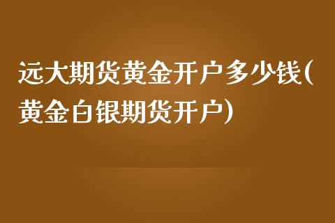 远大期货黄金开户多少钱(黄金白银期货开户)