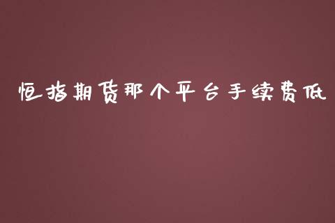 恒指期货那个平台手续费低