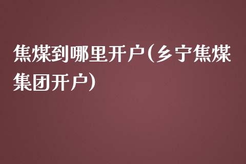 焦煤到哪里开户(乡宁焦煤集团开户)