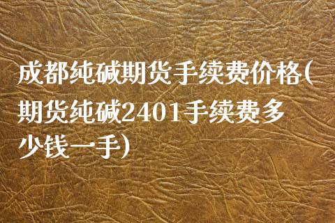 成都纯碱期货手续费价格(期货纯碱2401手续费多少钱一手)