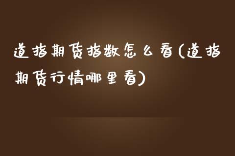 道指期货指数怎么看(道指期货行情哪里看)