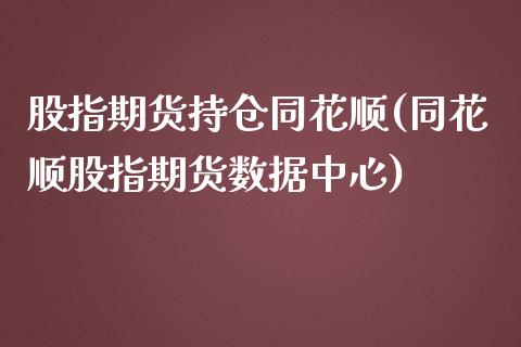 股指期货持仓同花顺(同花顺股指期货数据中心)