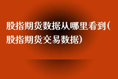 股指期货数据从哪里看到(股指期货交易数据)