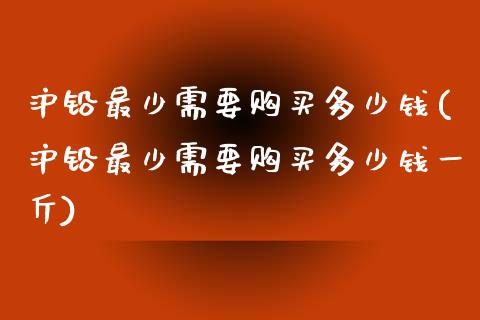 沪铅最少需要购买多少钱(沪铅最少需要购买多少钱一斤)