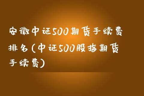 安徽中证500期货手续费排名(中证500股指期货手续费)