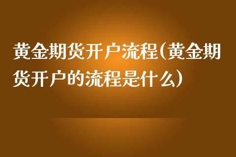 黄金期货开户流程(黄金期货开户的流程是什么)