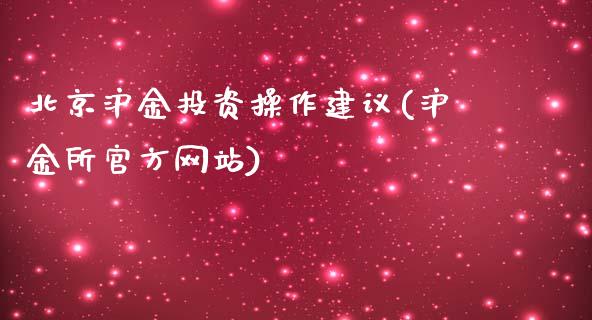 北京沪金投资操作建议(沪金所官方网站)