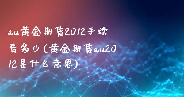 au黄金期货2012手续费多少(黄金期货au2012是什么意思)