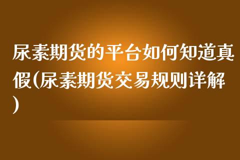 尿素期货的平台如何知道真假(尿素期货交易规则详解)