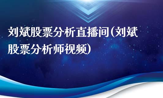 刘斌股票分析直播间(刘斌股票分析师视频)