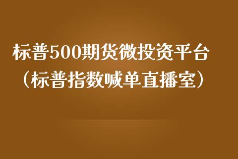 标普500期货微投资平台（标普指数喊单直播室）