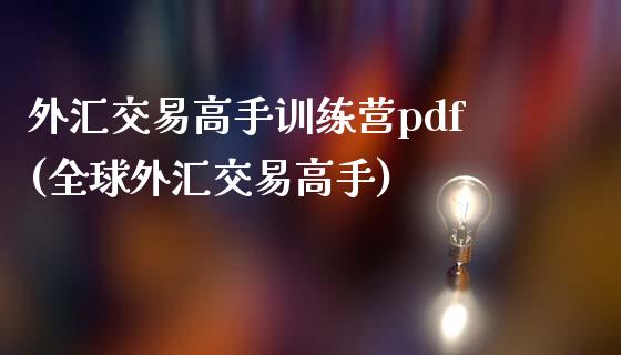 外汇交易高手训练营pdf(全球外汇交易高手)